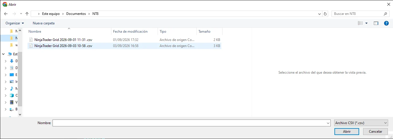 Open CSV file