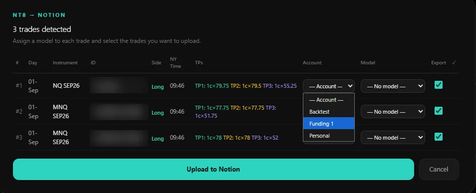 Select account