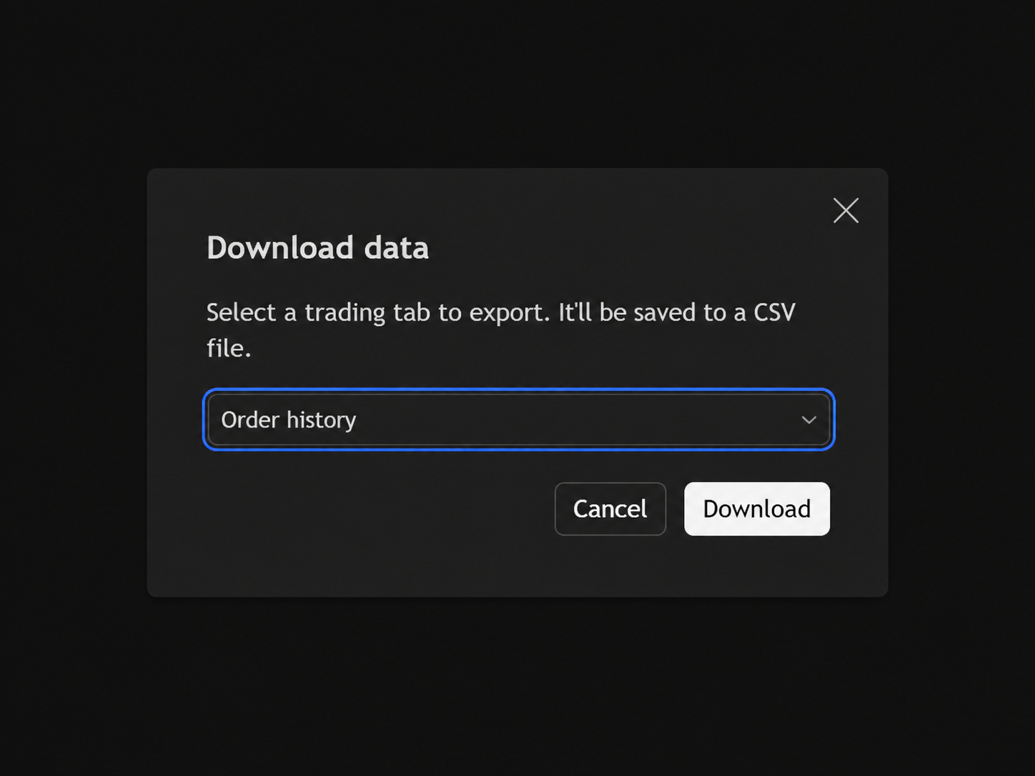 TradingView download modal