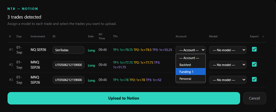 Account selection